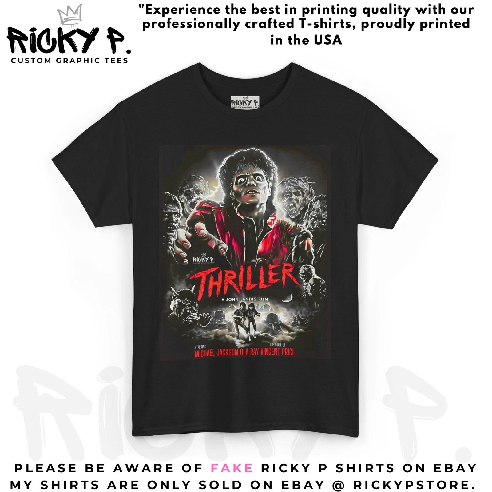 Michael Jackson Thriller Ricky P Graphic Tee, Retro Music Shirt, 100% Cotton T-shirt Mens Tees Top 4XL