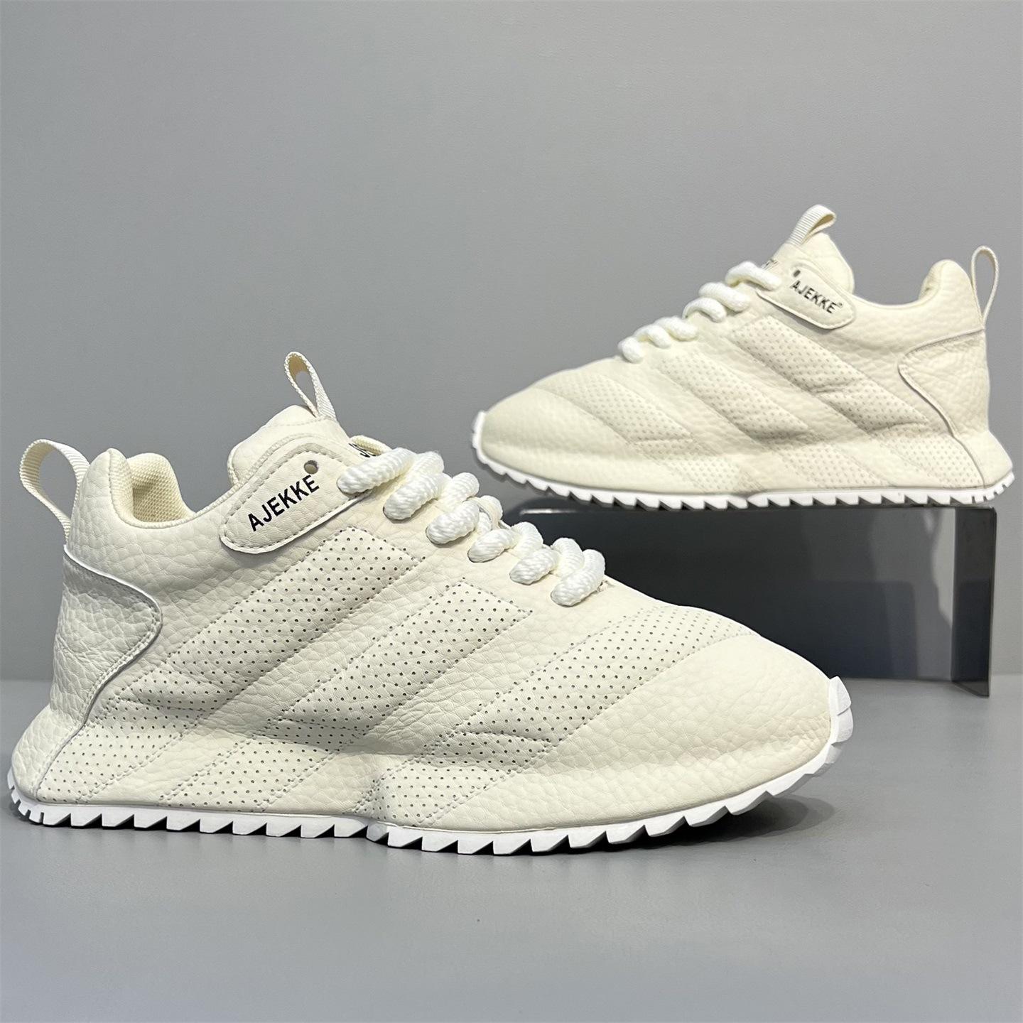 

Autumn New Mens Casual Shoes White Thick Bottom Breathable Fashion Comfortable Anti Slip Footwear Outdoor Workwear Sneakers 39 белый