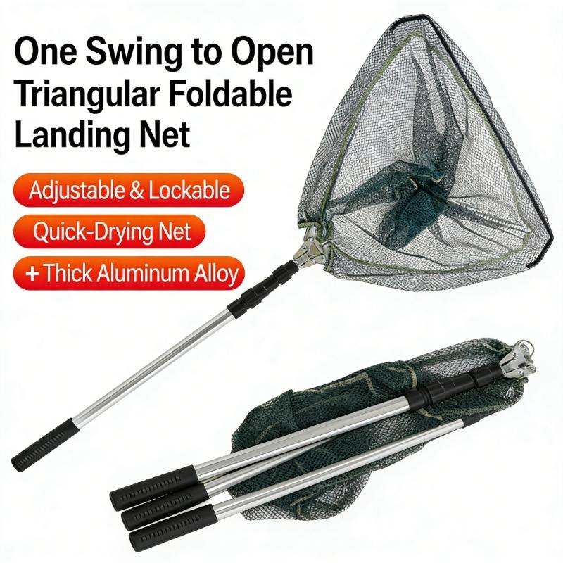 Light Weight Aluminum Collapsible Scoops Net Fishing Landing Net With Strong Nylons Webbing For Outdoor Use