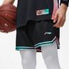 Li-Ning Solid Color Logo Print Elastic Waist Basketball Shorts Men Bottoms Black AAPT043-12