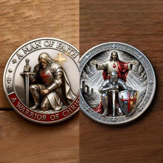 1/2/3/5 st Kristna Jesus Utmaningsmynt Dubbelsidigt Krigare Riddare Bön Tro Token Dekoration Samlare Historiker Souvenirmynt Religiös Gåva