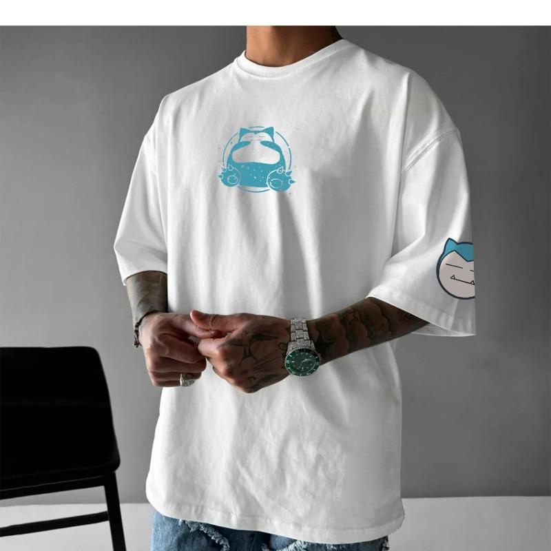 Pokémon Anime Snorlax Double-layer Printed T-shirt Men and Women Summer New Cartoon Peripheral Loose Casual Short Sleeved Top