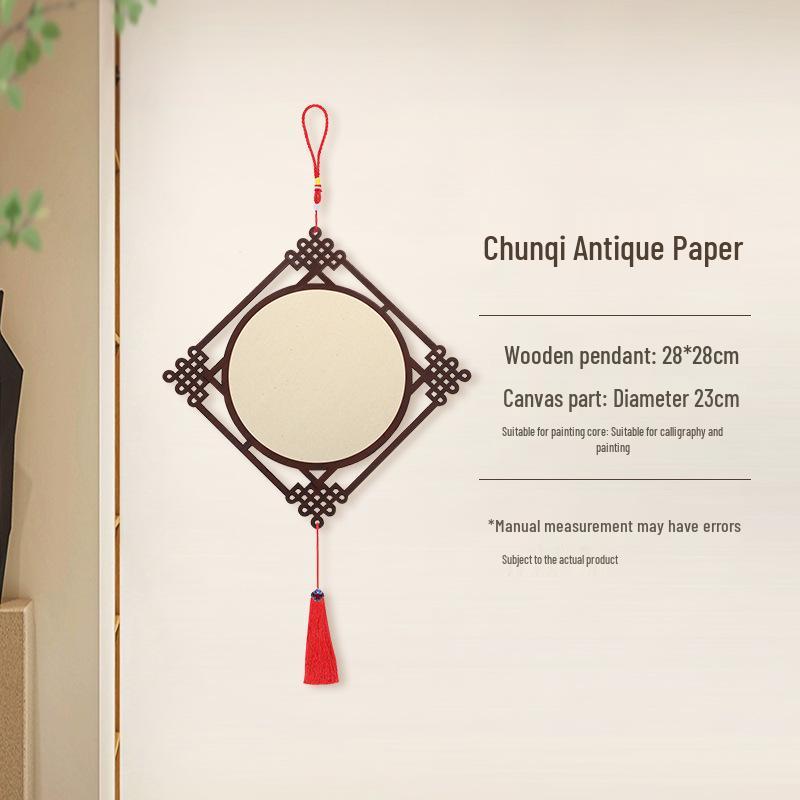2026 New Chinese Style Fu Character Wooden Pendant with Blank Calligraphy Xuan Paper