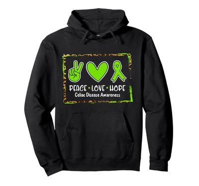 Zöliakie-Bewusstsein Frieden Liebe Hoffnung Glutenfreier Krieger Hoodie