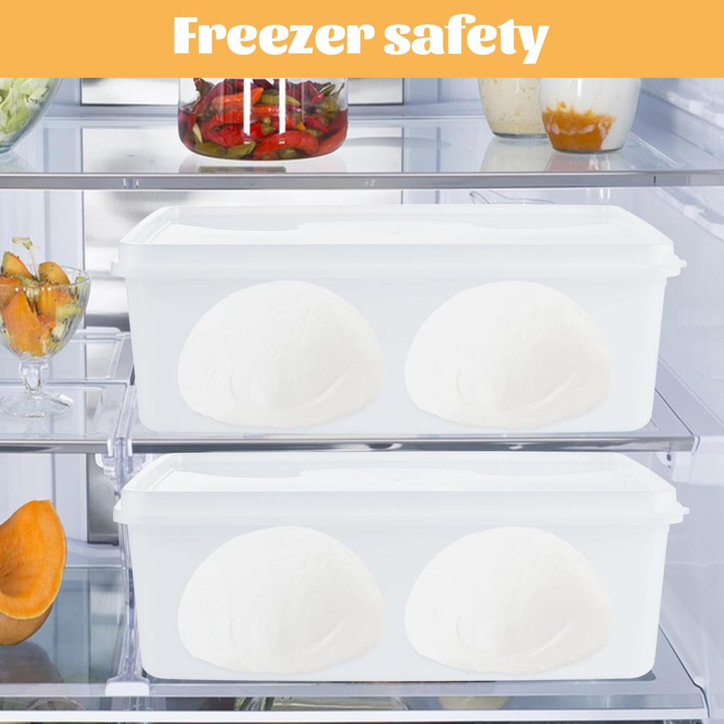 Pizza Dough Proofing Box Set of 4 - 12" x 8" x 4" Rectangular Container with BPA-Free Plastic Lid Stackable Food-Grade Storage for Home Baking Bread