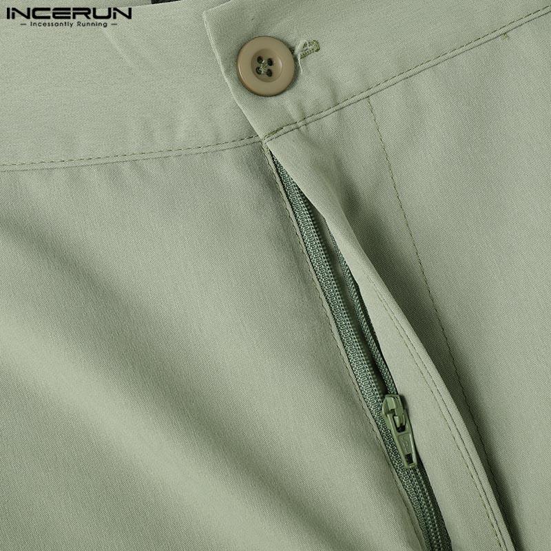 INCERUN 2PC Men Sleeveless Bandage Tank Tops and Long Casual Pants Two Pieces Sets