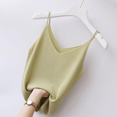 V-Ausschnitt Eis Seide Camisole Große Größen Damen Unterwäsche Garn Gestrickt Kurzes Oberteil Hyuna Stil Vielseitig Sexy Basis-Shirt