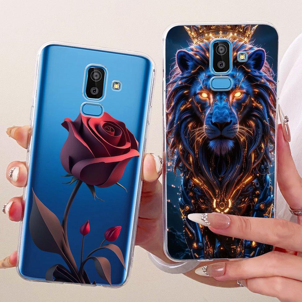 Clear Cover For Samsung J8 2018 Case SM-J810G Cute Cat Fashion Butterfly Funny 2D Painted Casing For Samsung Galaxy J8 2018