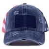 Distressed Wash Cotton Baseball Hat with Star Print Curved Brims Mesh Ponytail Sun Hat for Patriotic Women Teens Girl