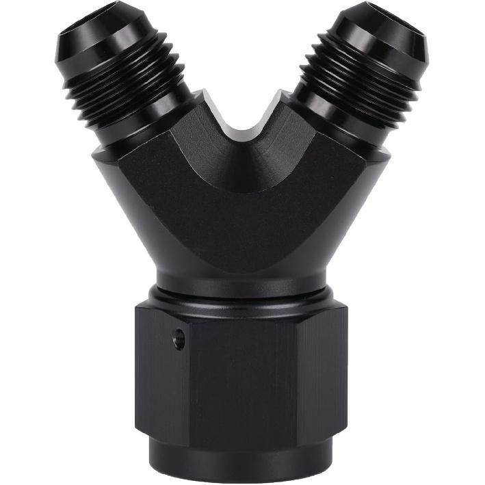 4AN Female to Dual 4AN Male Y Block Fitting Splitter Adapter Union Aluminum Black
