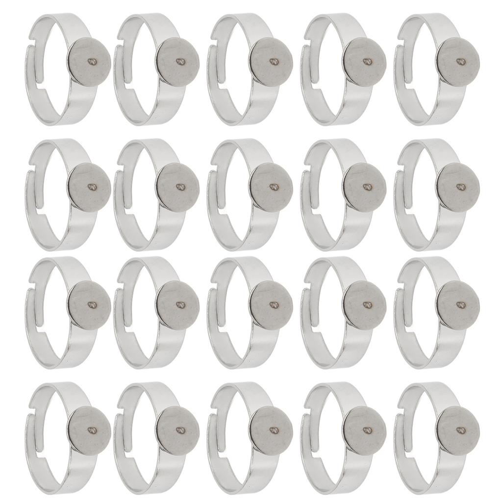 20PCS Blank Ring 8mm Adjustable Stainless Steel DIY Flat Ring Base for DIY Rings DIY Jewelry