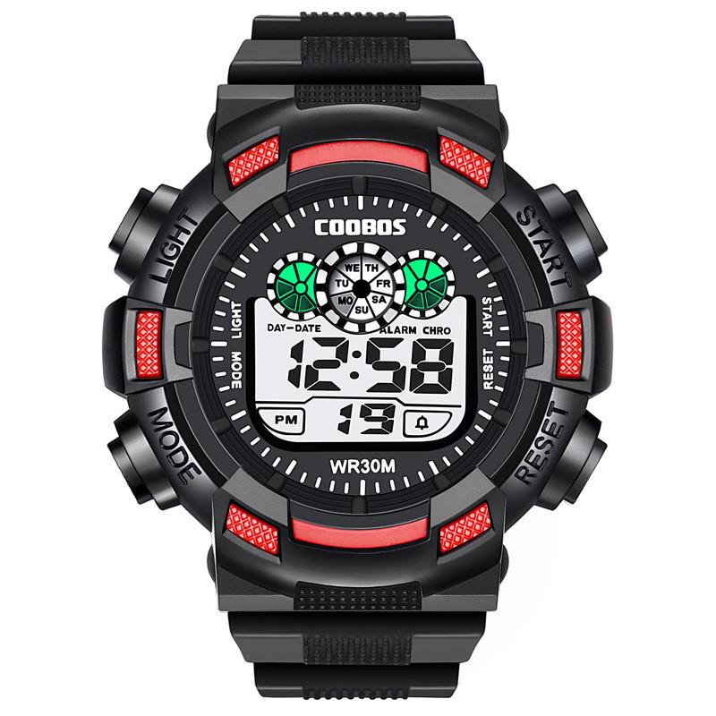 Cool Boss Outdoor Waterproof Led Luminous Digital Watch For Men With Stopwatch And Sports Timing