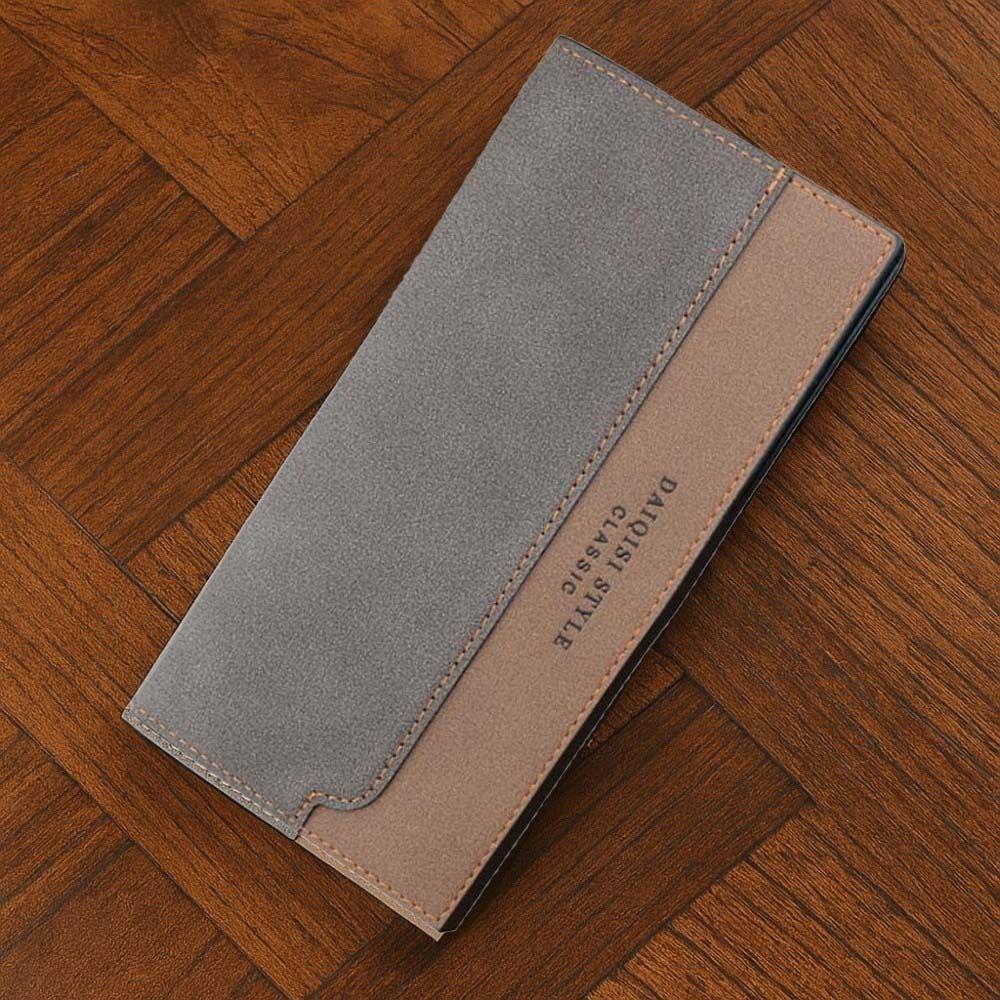 PVC Men Business Wallet Anti-lost Contrast Color PU Purse Clutch Bag Long Suit Wallet  Daily