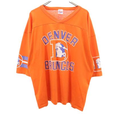Camiseta de Fútbol de Manga Corta con Cuello en V de los Broncos Hecha en EE. UU. Antigua Años 80 90 para Hombre Usada