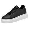 Men's 8CM Height-Boosting White Low-Top Cowhide Casual Shoes, Thick Sole, Large Sizes, Youth Fashion