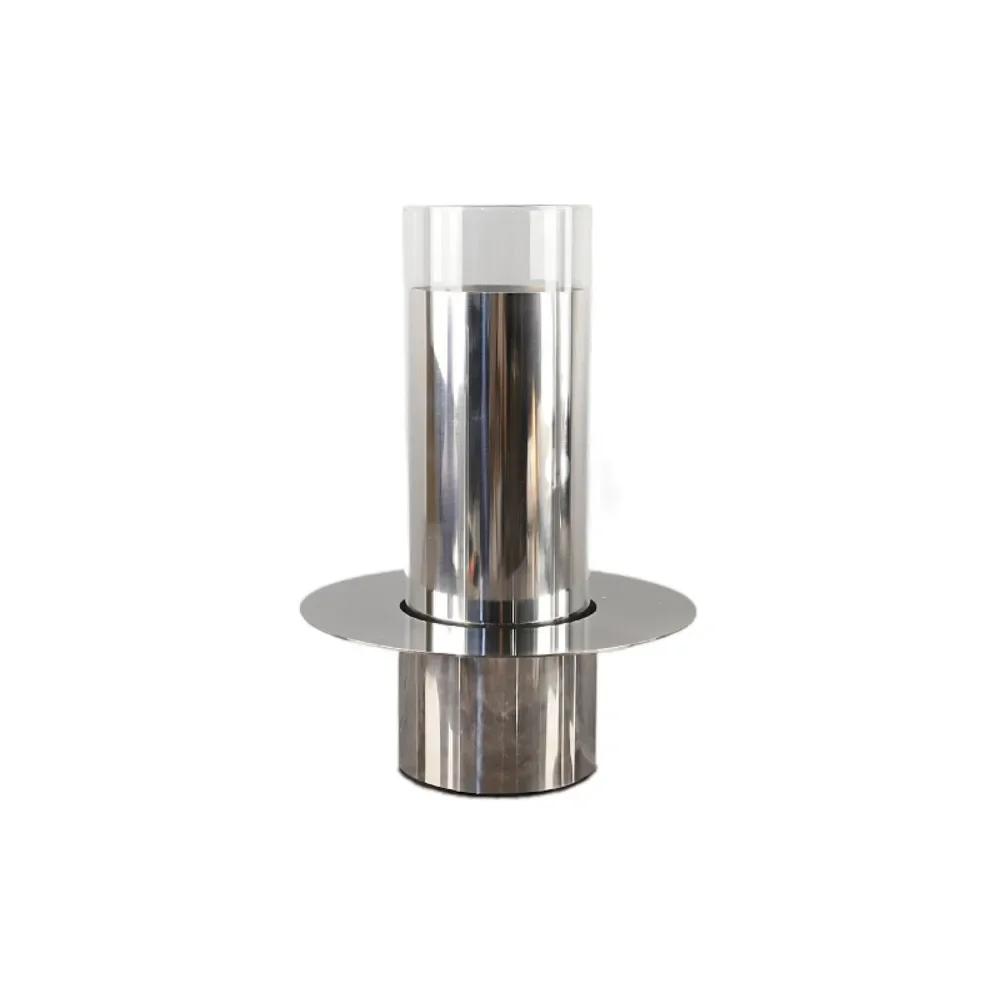 Metal Handicraft Flower Vase Geometry Stainless Steel Glass Laminated Saucer Shape Artistic Floral Arrangement Home Decoration