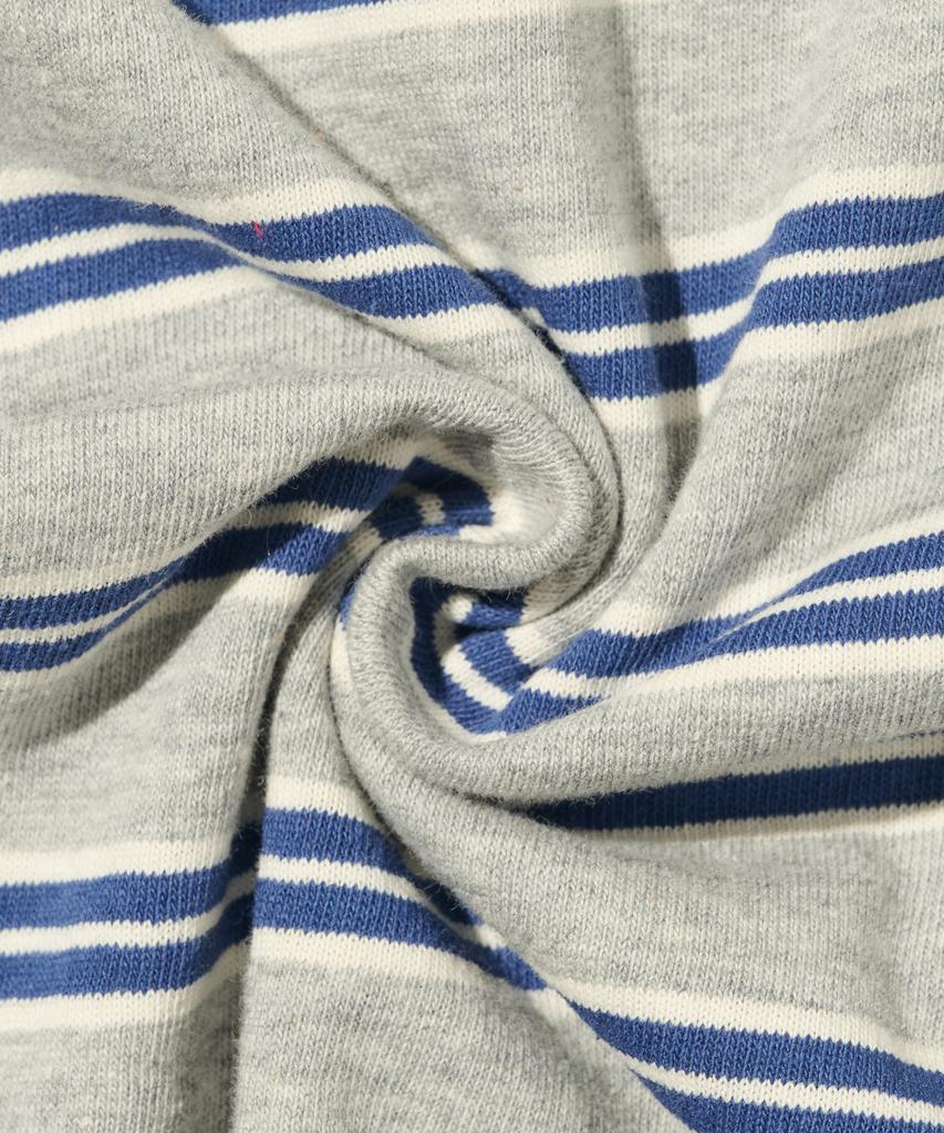 TAILOR STUDIO Minimal Logo Stripe Short Sleeve T-Shirt (Gray/Blue)