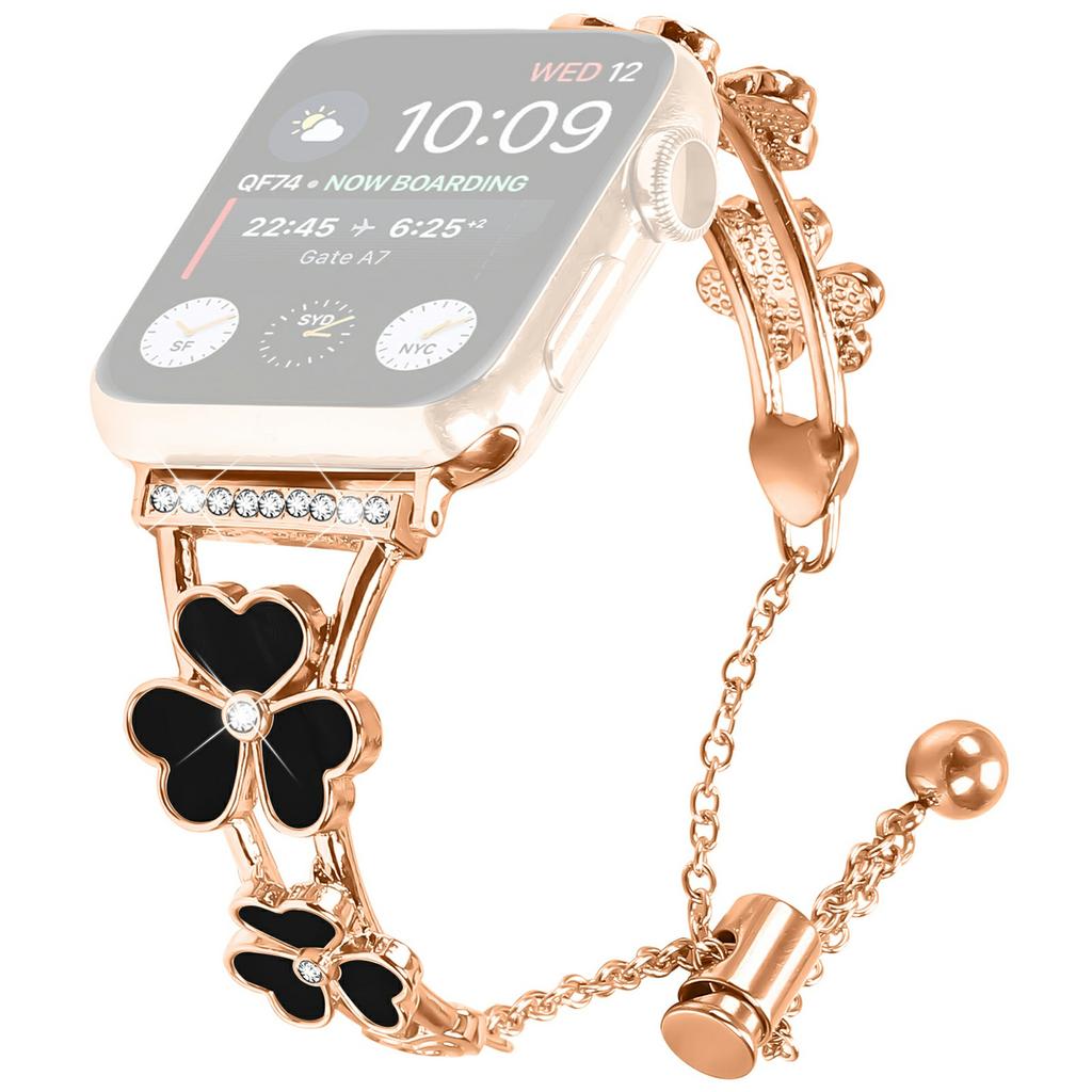 Watchband For Apple Watch Series 11 10 42mm/9 8 7 41mm/SE3 SE2 SE 6 5 4 40mm/3 2 1 38mm Heart Clover Zinc Alloy Metal Strap