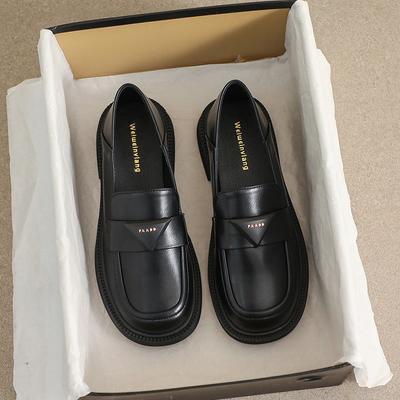 Mocassini con suola spessa da donna, stile britannico retrò autunnale, spessi con scarpe singole, suola morbida, scarpe da donna di grandi dimensioni