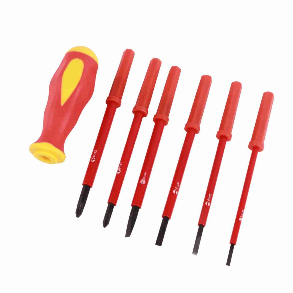 7dílná sada Multifunkční Izolované Plochý Křížový Elektrikářské Šroubováky Sada
