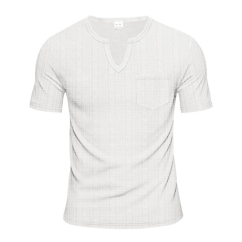 Men's Casual V-Neck Short Sleeve T-Shirt Breathable Loose Fit Quick Dry Summer Fashion Comfortable Linen-Like Bamboo T-Shirt