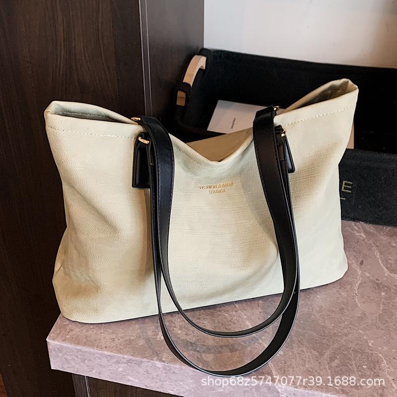 Commuting To Work Large-capacity Bag Women's 2025 New Retro Soft Leather Fashion Tote Bag Simple Texture Shoulder Bag