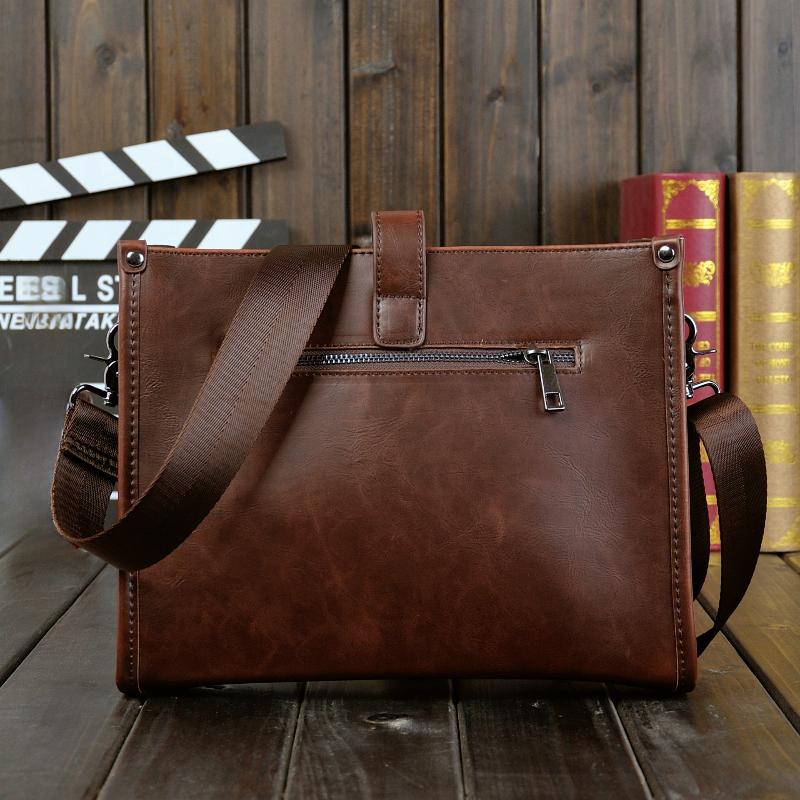 Crazy Horse Leather Men's One-shoulder Crossbody Bags Korean Casual Small Hanging Bag Horizontal Retro Men's Bag