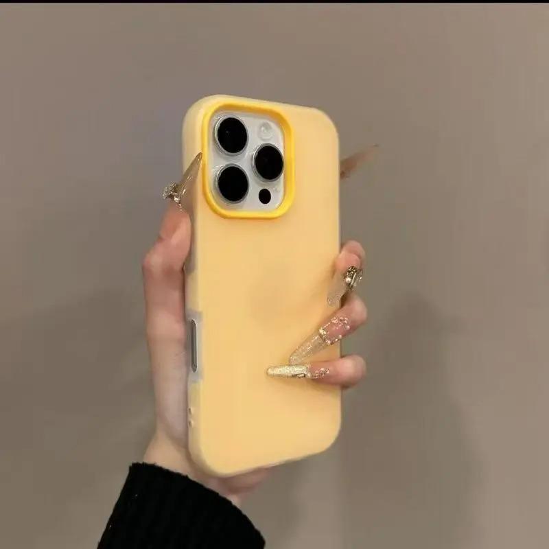 2 V 1 Luxusní Matný Gelový Cukrový Barevný Kryt na Telefon pro iPhone 16 15 14 13 12 Pro Max 15 16 Plus Nárazuvzdorný Dotek Pleti Měkký Kryt