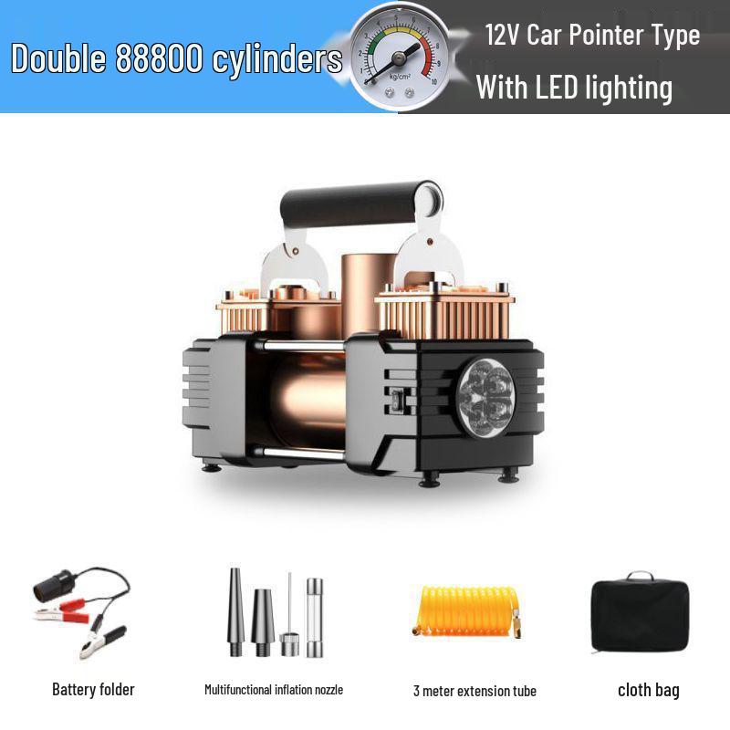 

12V/220V Dual Power High-Pressure Car and Home Air Pump with Double Cylinder