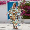 7-Color Cross-border  Large Size V-neck Dress Beach Blouse Loose Vacation Dress Bikini Blouse 3897