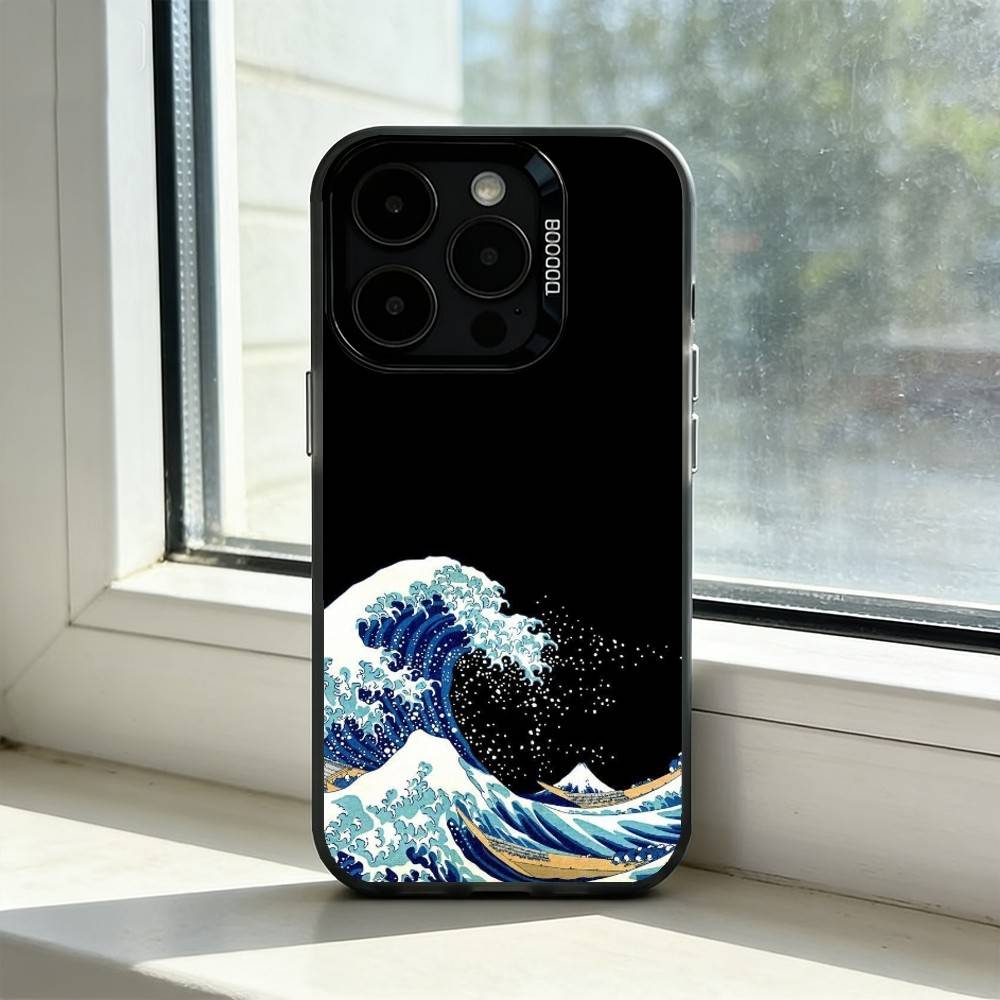 The Great Wave Off K-Kanagawa Phone Case For iPhone 17,16,15,14,13,12,11 Plus,Pro Max,XS,Colorful Silver Black Cover