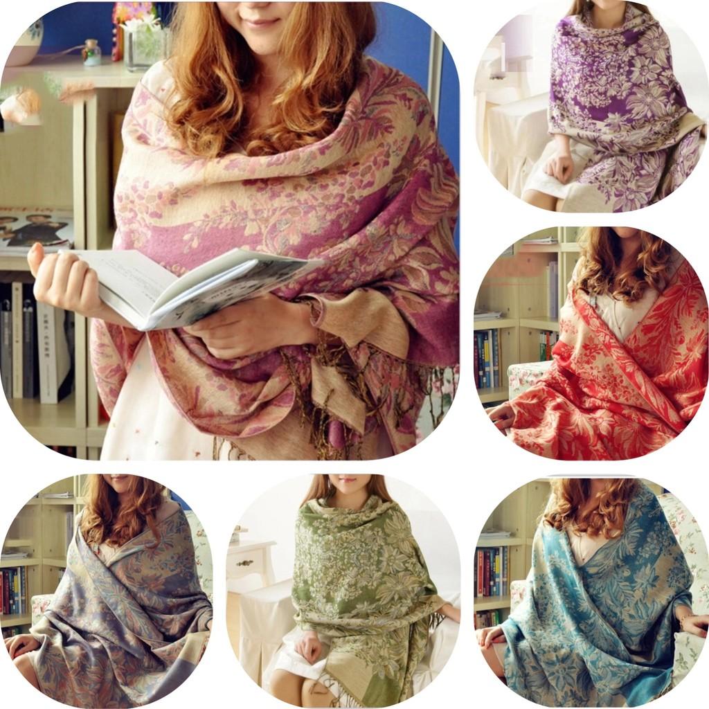 Elegant Floral Print Scarf For Women In Vibrant Colors Thick Warmth And Stylish Design Ideal For Winter And Air Conditioning