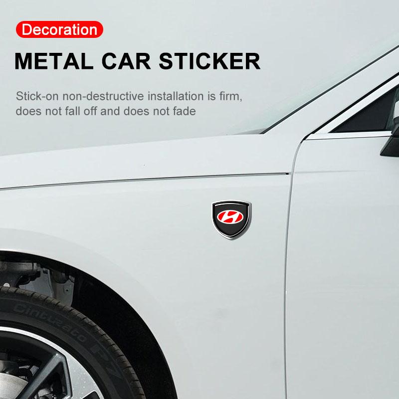 1 stk 3D Metall Auto Dørskjold Emblem Bil Karosseri Merke Klistremerke Styling For Hyundai Fe Sonata Solaris Azera Creta I30 IX25 IX35