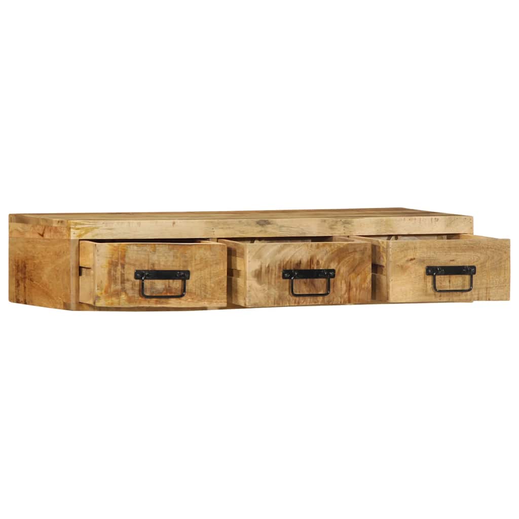 TV Wall Cabinet 100x30x19 Cm Raw Mango Wood