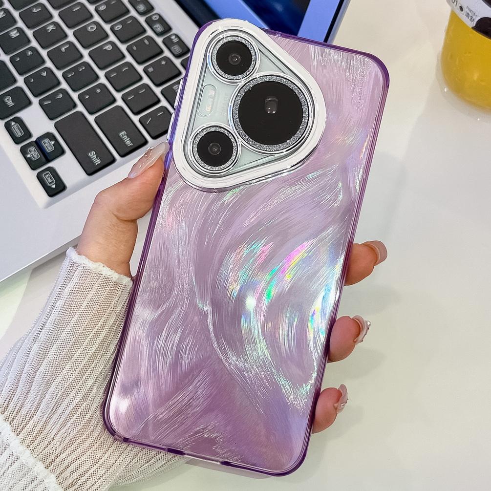 Plating Colorful Shiny Feather Phone Case For Huawei Pura 70 Ultra Pura 70 Pro Pura70 + Mate 60 Pro Mate60 Camera Protect Cover