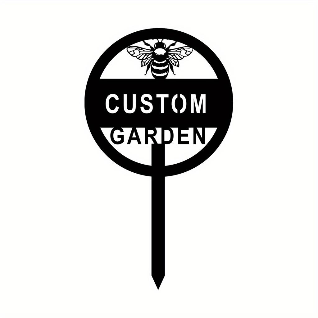 Charming Custom Bee-Themed Personalized Garden Name Metal Sign, Ideal for Garden Art & Metal Yard Art Decor, Outdoor Address Signs