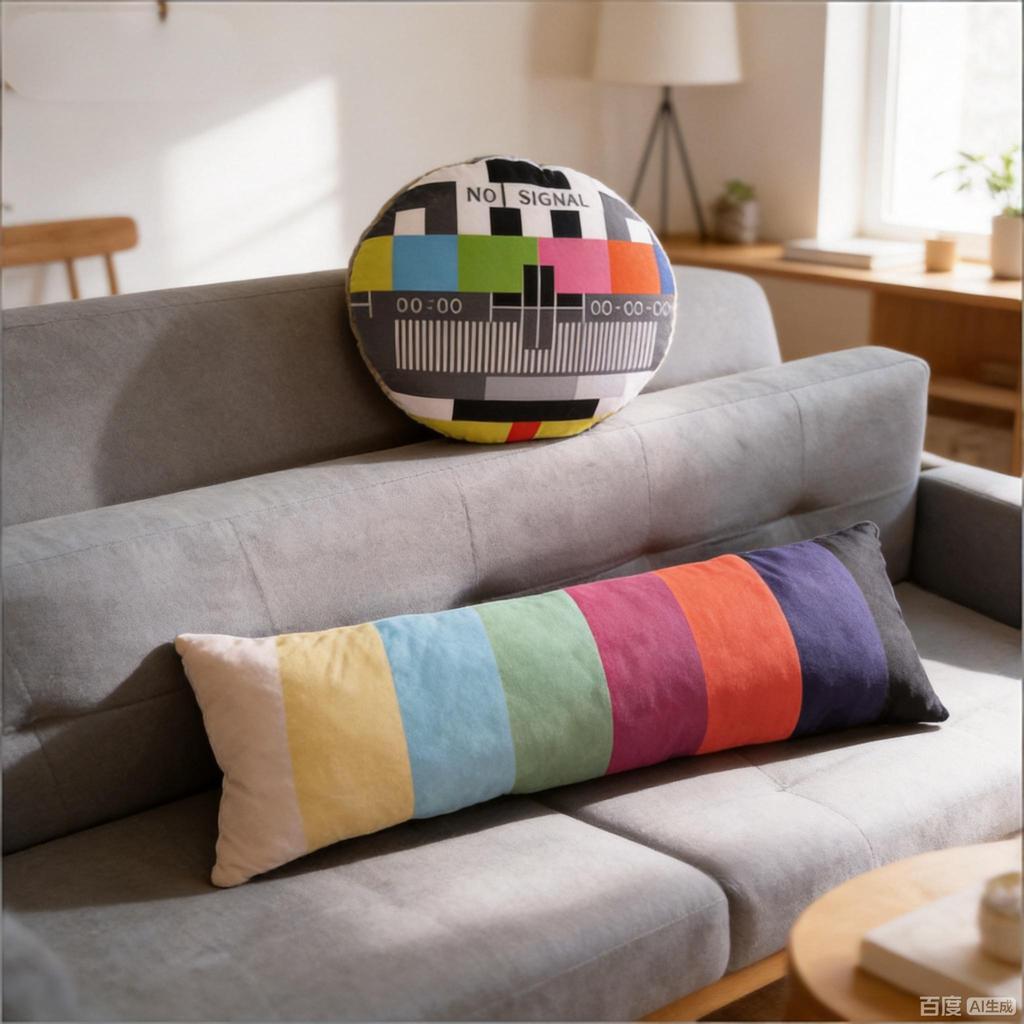Vintage Tv No Signal Pattern Plush Pillow Soft Stuffed Doll Cushion Double Sided Print Sofa Decor Kids Boys Girls Birthday Gift