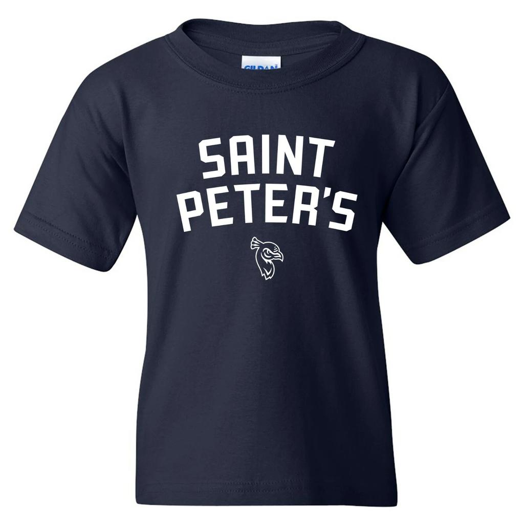 St Peter's University Peacocks Arch Logo Youth T-Shirt - Navy