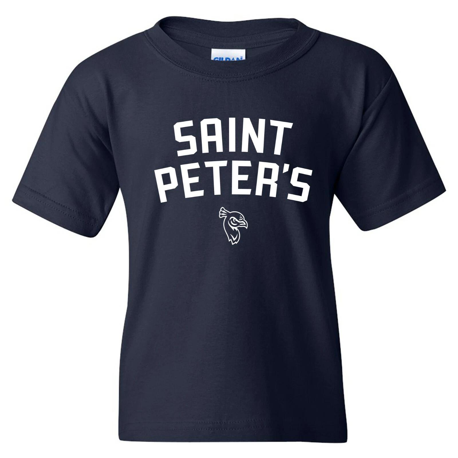 St Peter s University Peacocks Arch Logo Youth T-Shirt - Navy XL