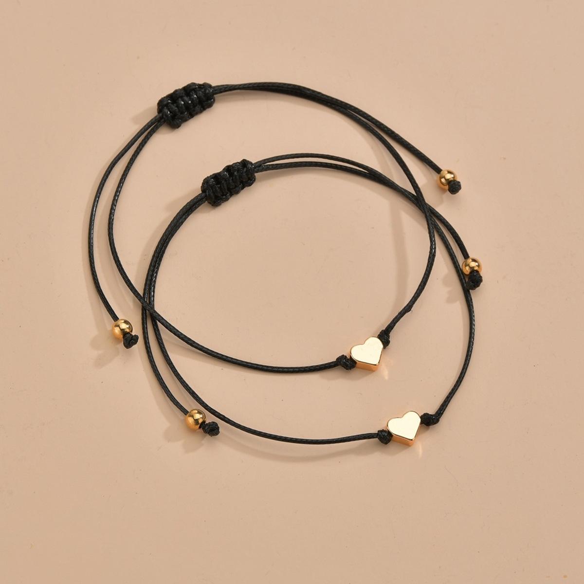

2 PCS Vintage Card Set Simple and Fashionable Popular Copper Love Adjustable Friendship Bracelet Valentine s Day Jewelry