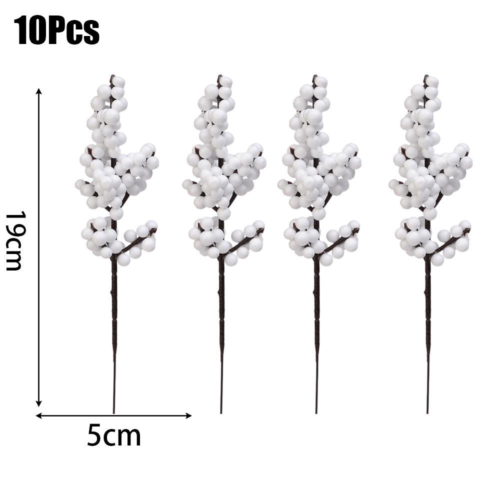 10 Pièces Branches de Baies de Noël Simulées Fleurs Fruits DIY Baies Artificielles Accessoires Décorations de Noël en Mousse