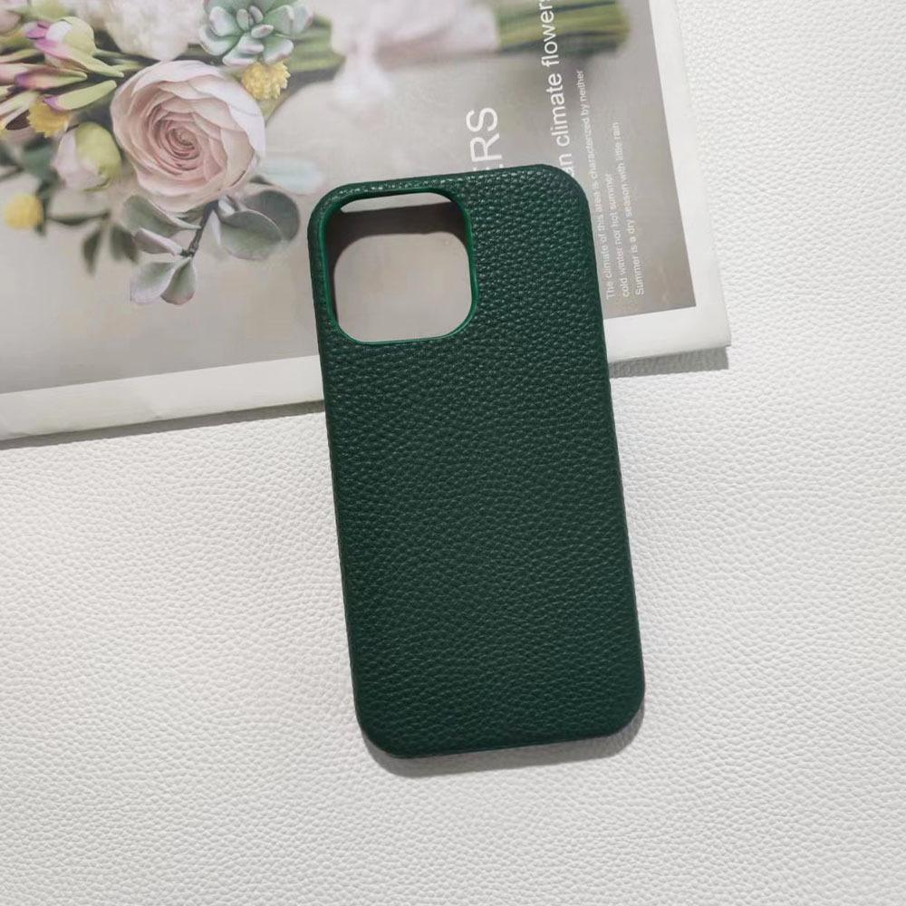 New lychee pattern Apple 15/16/17 mobile phone case half pack 16pro heat dissipation 16promax hard phone case