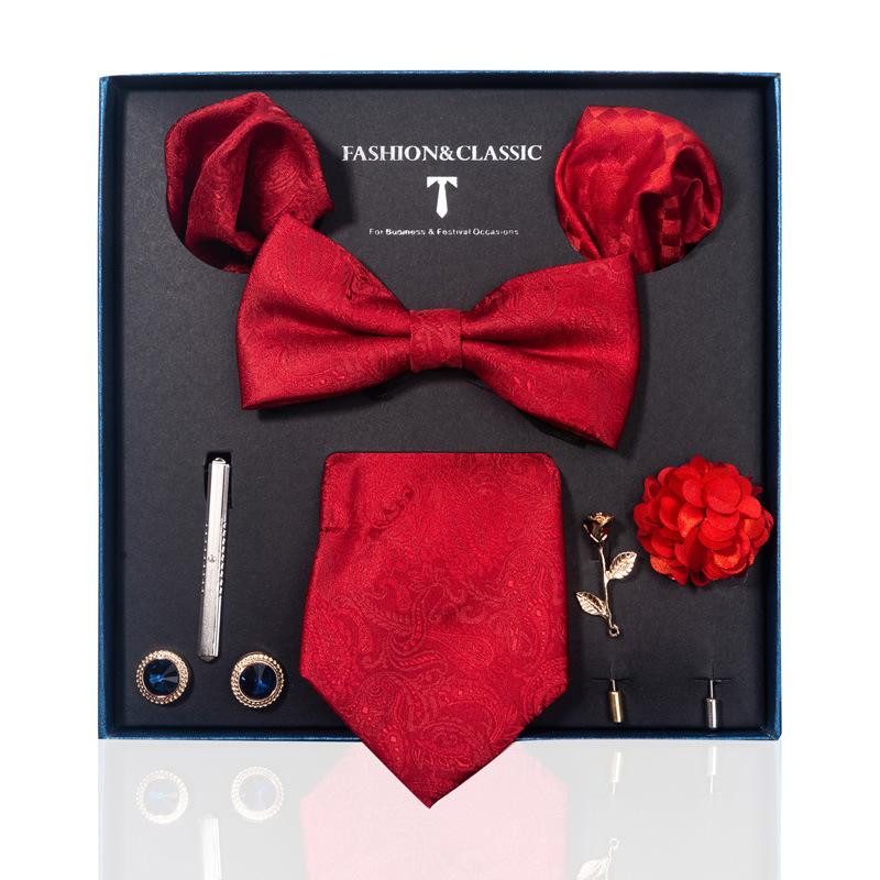 High-End Wedding Groom Tie Pocket Towel Corsage Gift Box Set Men'S Tie