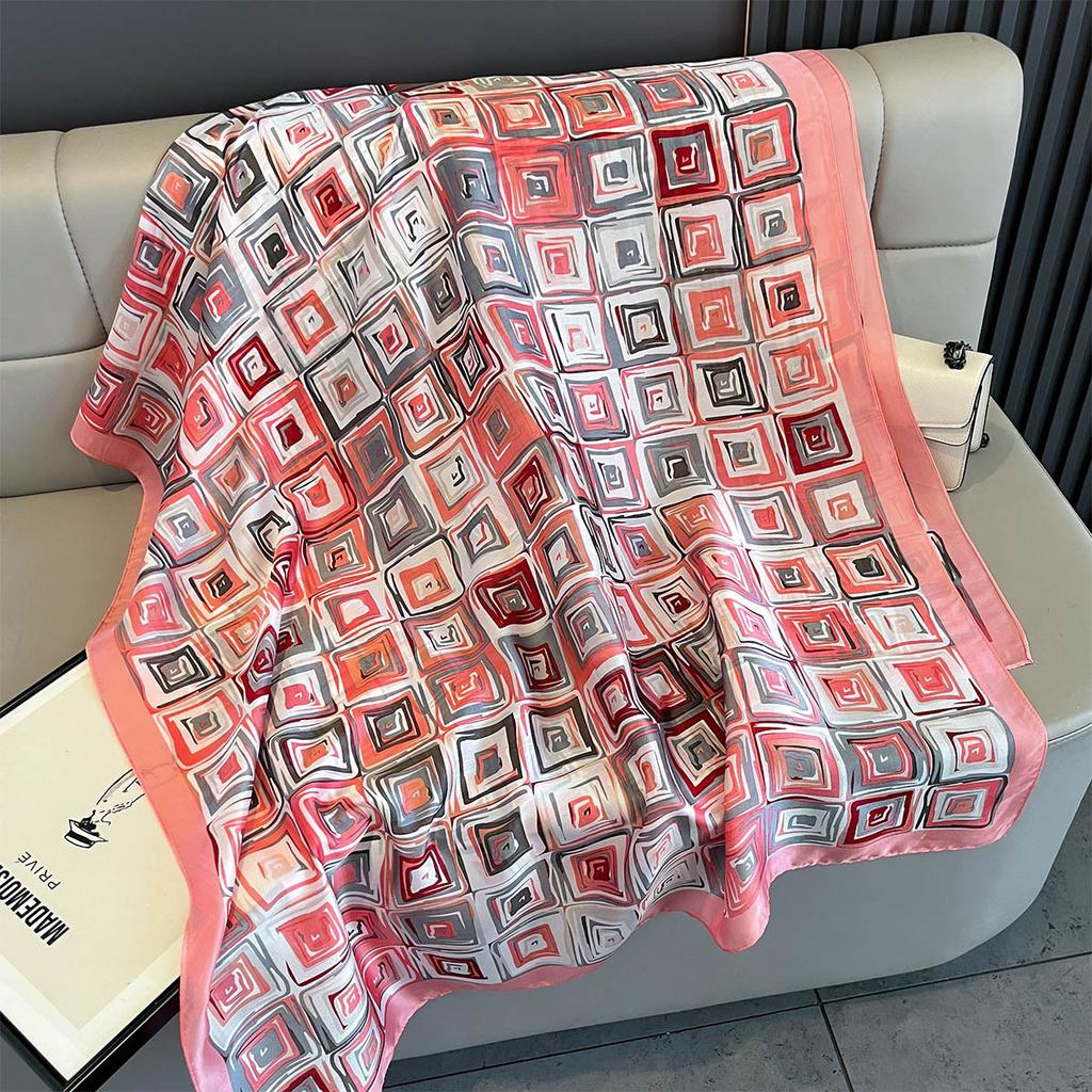 New Women Scarves Spring Summer Autumn Luxury Print Thin Light Satin Scarf Fashion Wrap Shawls 55 Colors Elegant Bandana Poncho