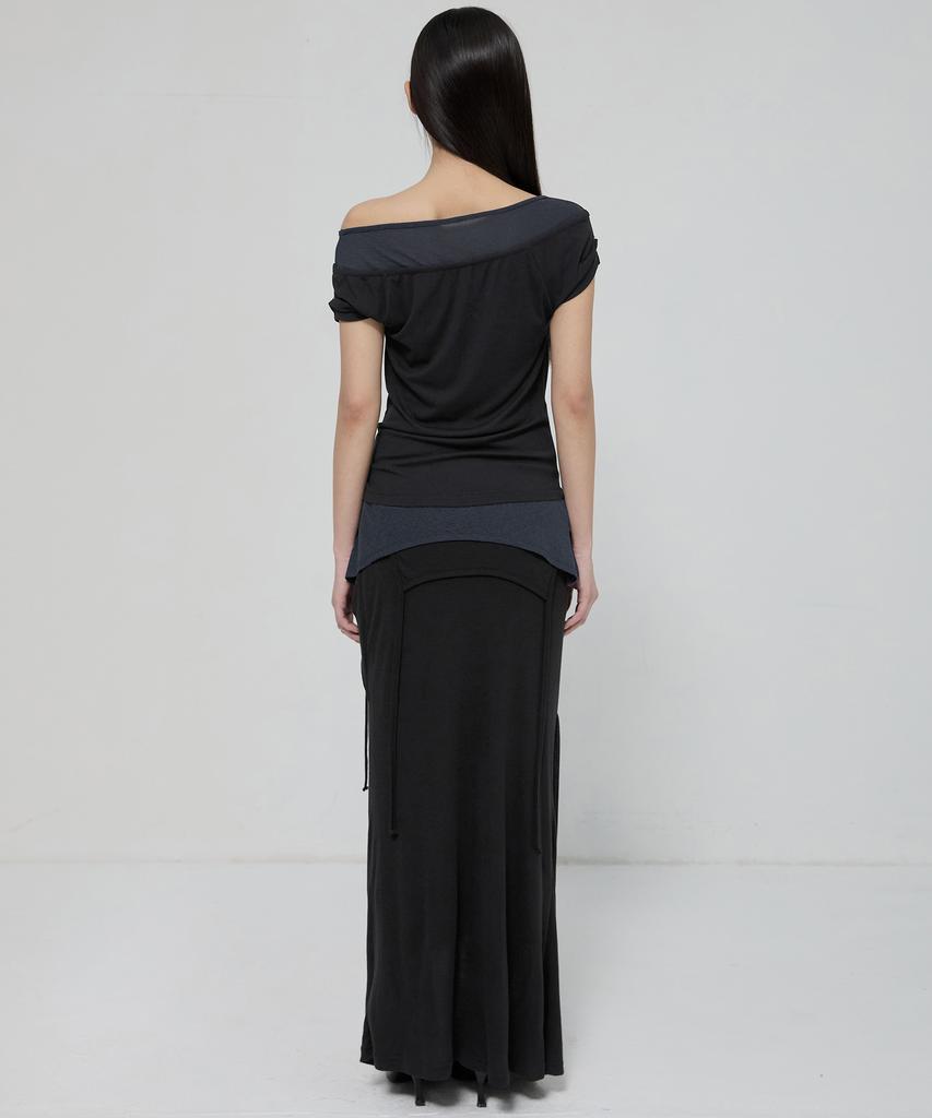 Peulleeoeob 2-Layered Top (Fl-141_Black&Charcoal)