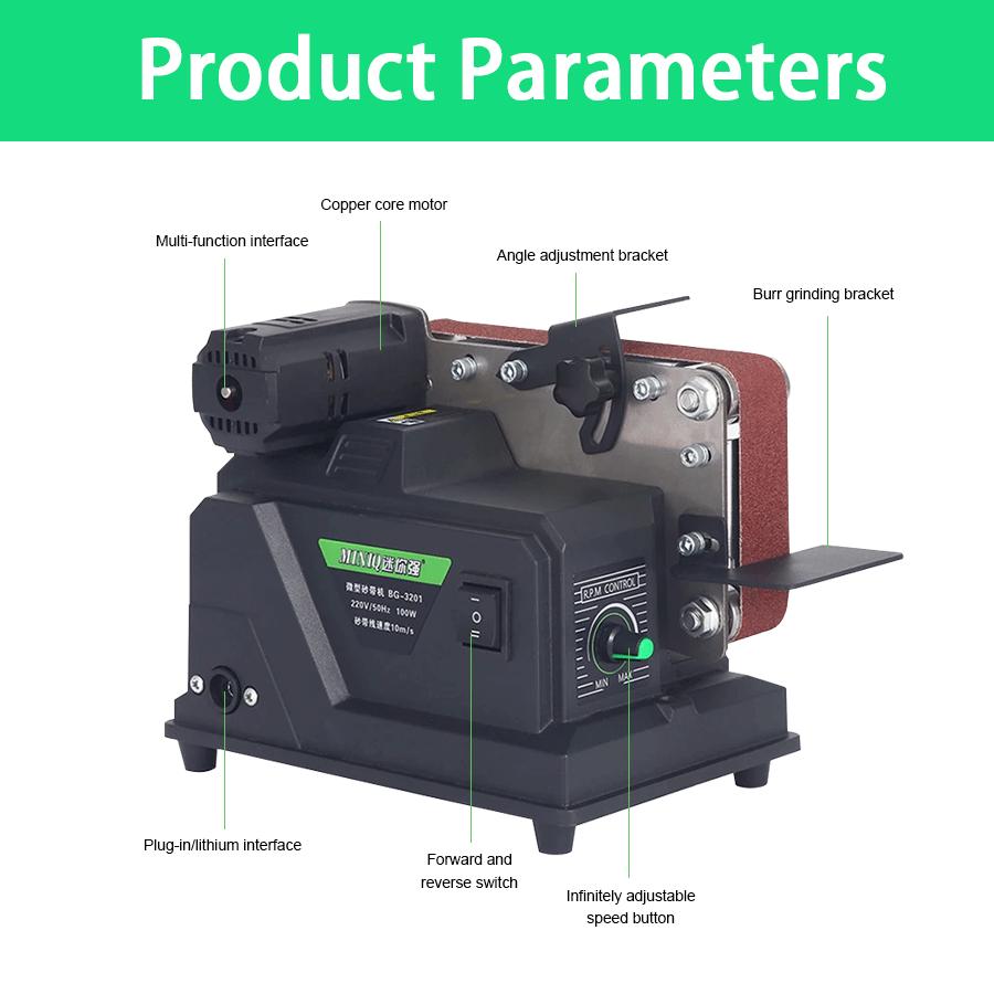 Electric Belt Sander Household Knife Sharpener Industrial Grade Mini Polishing Tool Dual Purpose Belt Sander Sanding Machine