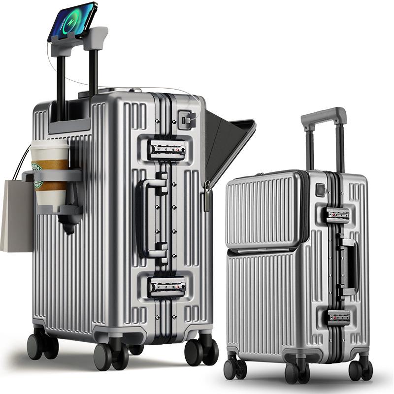 Aluminum Frame Carry-On Trolley with Spinner Wheels & Combination Lock
