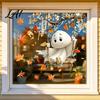 Cute Ghost Pumpkin Decals Autumn Ghost/Gnome Static Glass Sticker PVC Waterproof Maple Leaves Window Removable Party Supplies Decal Cling