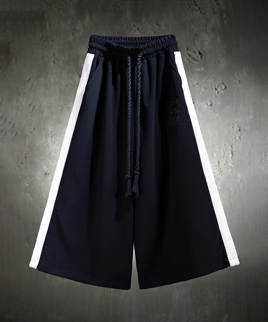 Kileutimuka Embroidered Ivory Rope Wide Pants Black