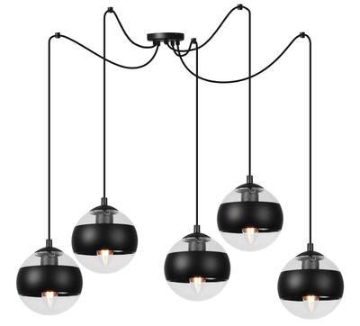 Toledo Spider Pendant Lamp, Black, 5-lamp, Black E14 Lampshade